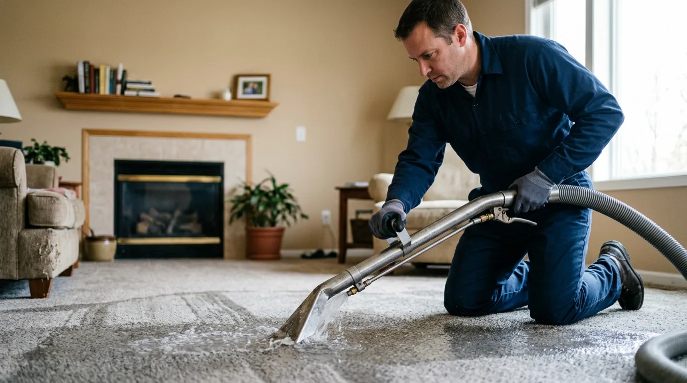 Water damage restoration technician working near Hubbell, MI